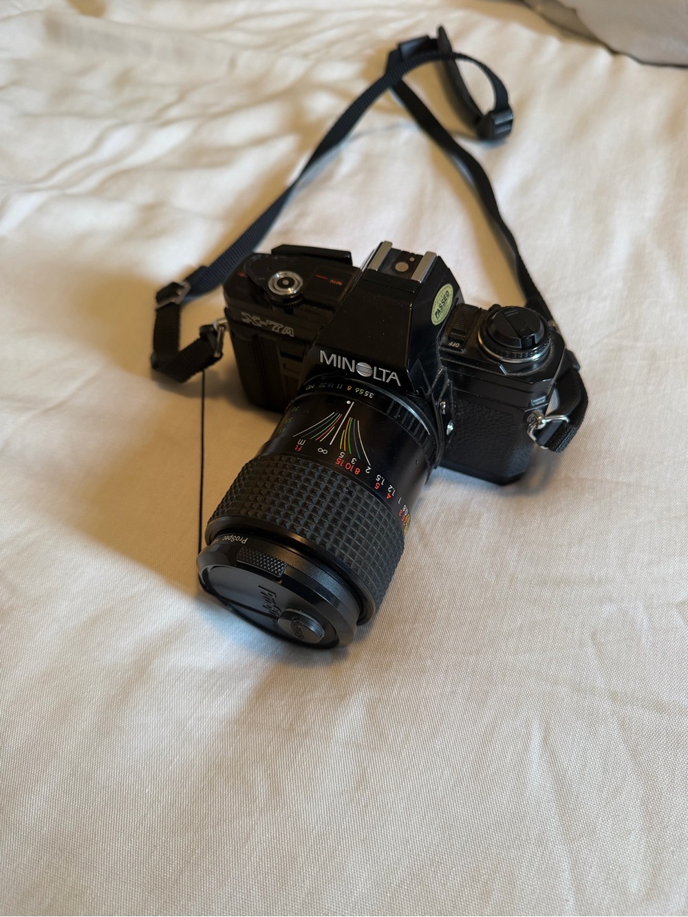 Minolta X-7A Black 35mm SLR Film Camera Body with 55mm Prospec Lens Included